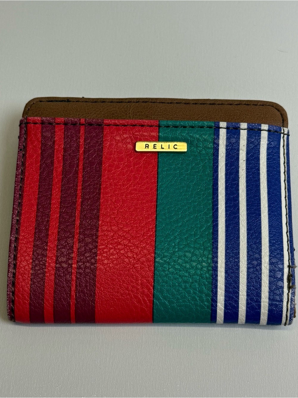 Relic Fossil Wallet Small Bifold Red Green Mini Travel Organizer Gold Card Coin